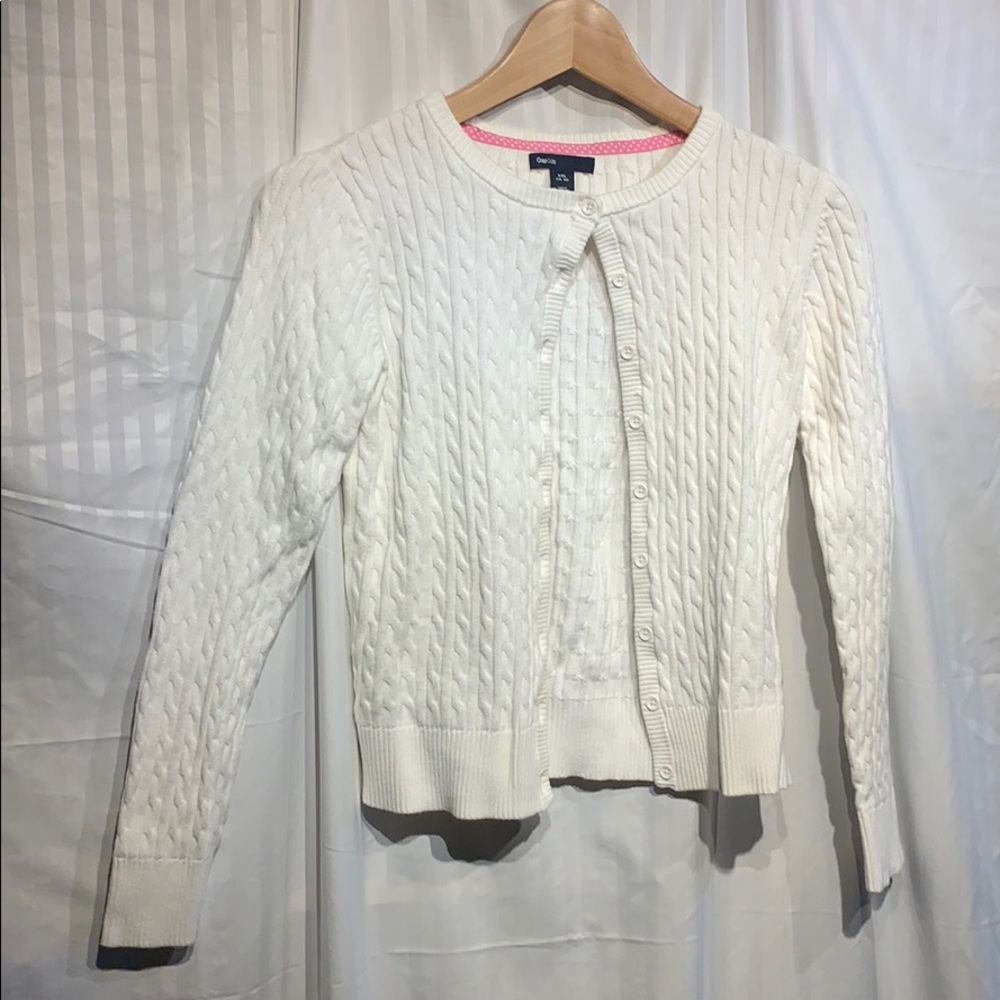 Gap kids white cable cardigan xxl
